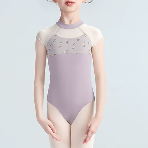 Ballett Trikot / Einteiler Druck Spleißen Tüll Mädchen Leistung Training Kurzarm Hoch Polyester Image