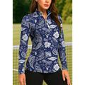 Per donna Top Polo da golf Maglia da tennis Manica Lunga Stampato Zip a un quarto Pullover Protezione UV Elastico Traspirante Tennis Golf Pickleball Collo con zip Grafico Boho Maglietta Polo Bianco e