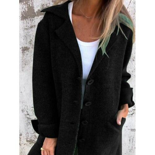 Damen Mantel Bequem Atmungsaktiv Oversize Mode Täglich Einfach Outdoor Lässig Täglich Einreihig Regulär Kragenlos Normale Passform Langarm Oberbekleidung Schwarz Wein Grün Frühling Herbst