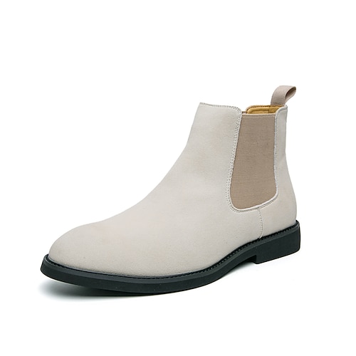 Weiße Chelsea-Stiefeletten für Herren für Herbst und Winter – stylische Slip-On-Stiefeletten für den urbanen Business-Look und das elegante Freizeit-Outfit Image
