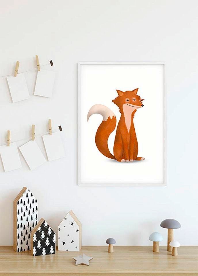 Bild KOMAR "Cute Animal Fox", bunt (farbe bild(er): bunt), B:50cm H:70cm, Holz, Papier, Bilder, Wandbild zur Dekoration - ohne Rahmen Image