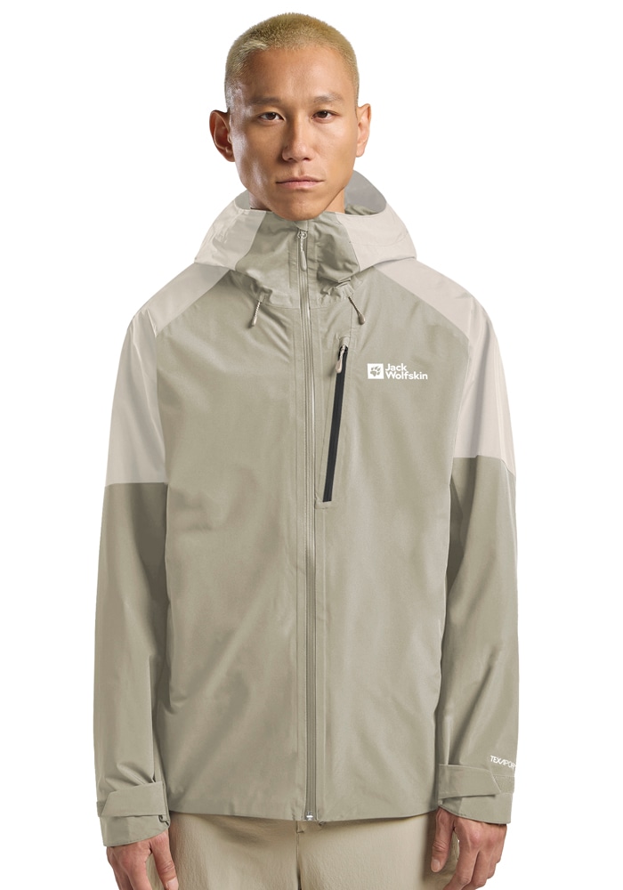 Funktionsjacke JACK WOLFSKIN "EAGLE PEAK 2L JKT M", Herren, Gr. XL (54/56), linen, Obermaterial: 100% Polyester; Futter: 100% Polyester, Jacken Funktionsjacke