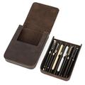 Étui à stylos vintage en cuir véritable avec 6 emplacements, porte-stylo amovible, pochette à stylos rétro, fournitures scolaires et de bureau
