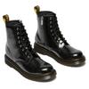 Schnürboots DR. MARTENS "1460 Kinder SOFTY T", Kinder, Gr. 38,5, schwarz, silber, Leder, metallic, modisch, Schuhe, Kinderstiefel, Freizeitschuh mit Reißverschluss und Anziehlasche