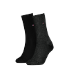 Socken TOMMY HILFIGER "TH WOMEN SOCK CASUAL 2P", Damen, Gr. 35-38, schwarz lurex, Baumwollmischung, Polyamid, Elasthan, elastisch, Socken, mit flacher Zehennaht