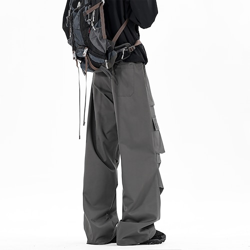 Herren Cargo-Hosen Hose Baggy-Hosen Freizeithose Tasche Gerader Schnitt Einfach Weich Sport Volle Länge Sport im Freien Täglich Wochenende Basic Klassisch Lässiger Schnitt Schwarz 1 # Hellgrau Image