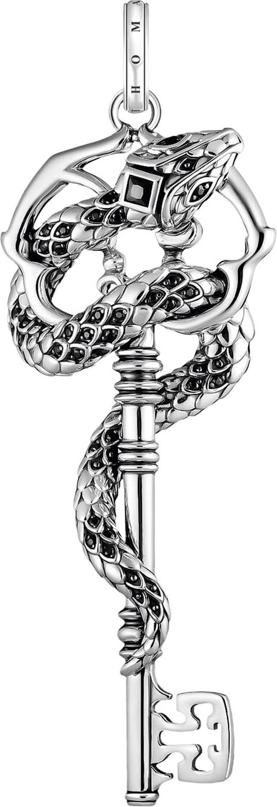 Kettenanhänger THOMAS SABO "Schlangen-Optik, PE983-691-11", silber (silberfarben, schwarz, schwarz), Schmuckanhänger, Damen, Silber 925 (Sterlingsilber), 18,06 g, mit Zirkonia (synth.)
