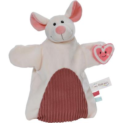 Schmusetuch NICI "My first NICI, Handpuppe Maus 2in1 26x25 cm", Baby, weiß, Plüsch, Polyester, Schnuffeltücher, sanfte Materialmix aus glattem und geripptem Plüsch