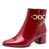 Stiefelette MARCO TOZZI, Damen, Gr. 39, rot, Lacklederimitat, unifarben, glänzend, modisch, Schuhe, Blockabsatz, Abendschuh, Businessschuh mit goldfarbener Zierkette