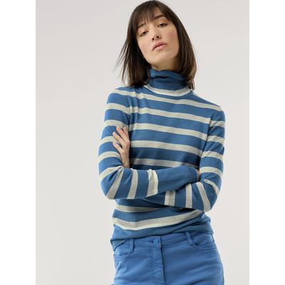 Walbusch Damen Viskose Rollkragen-Pulli Hautschmeichler Blau noch offen: Muster Image