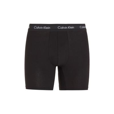 Boxer "BRIEF 3 PACK", Herren, Gr. M (50), 3 St., wb schwarz with schwarz wb, Jersey, Obermaterial: 95% Baumwolle, 5% Elasthan, CALVIN KLEIN UNDERWEAR, unifarben, körpernah, Unterhosen, mit längerem Bein