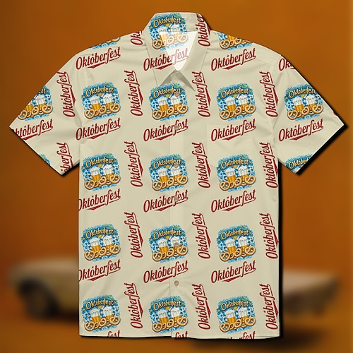 Hawaii-Hemden Aloha-Hemd Bayerisch München Deutsch alpin Grafik für Herren Erwachsene 3D-Druck für Karneval Oktoberfestbier Strand Urlaub Party Image
