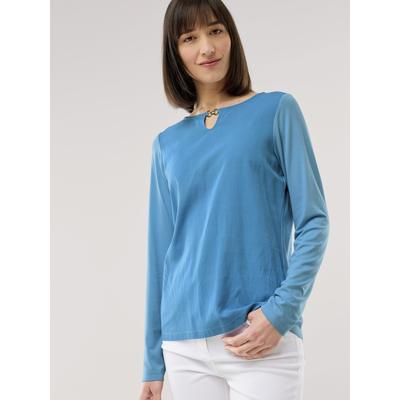 Walbusch Damen Viskoseshirt Materialmix Hellblau noch offen: Muster Image