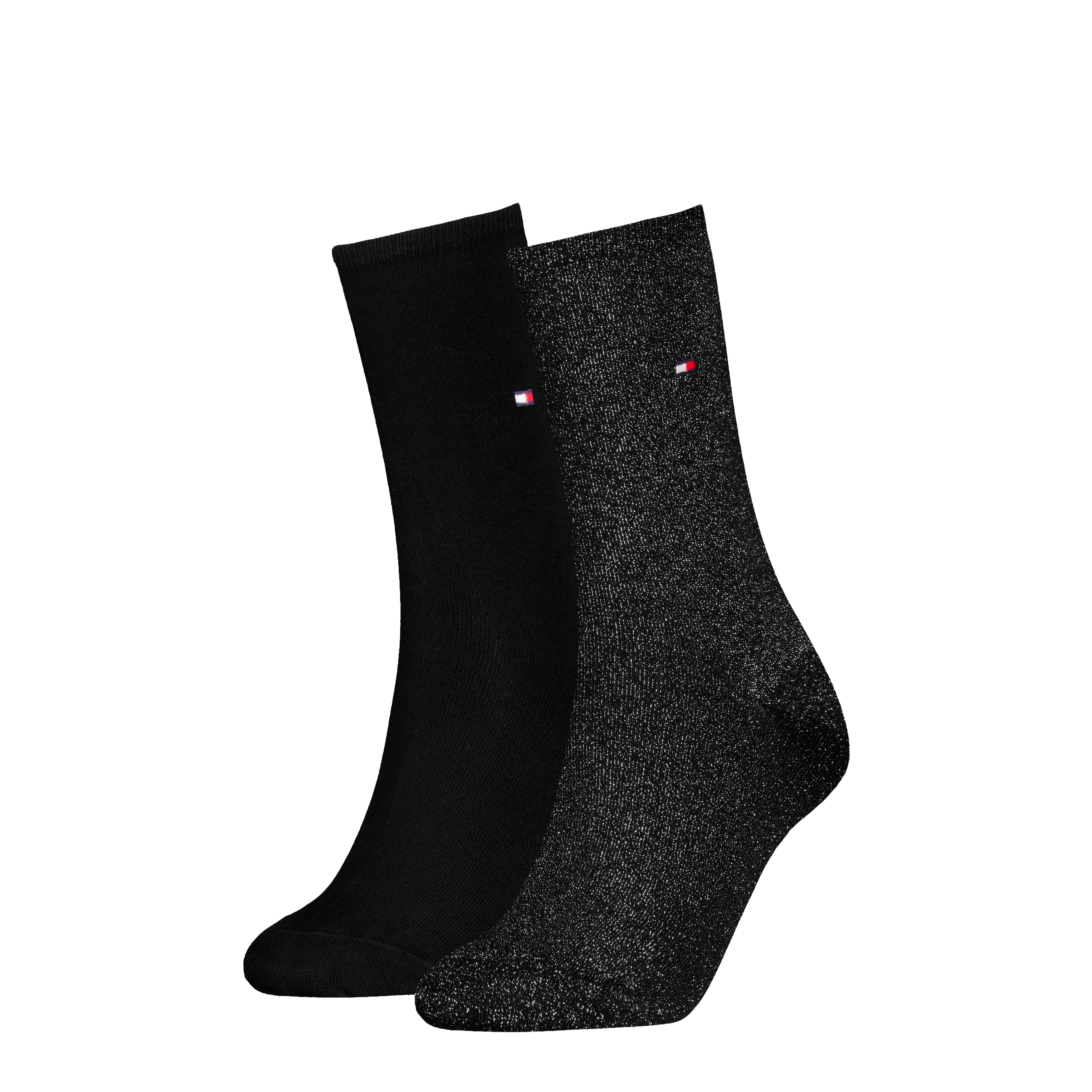 Socken TOMMY HILFIGER "TH WOMEN SOCK CASUAL 2P", Damen, Gr. 39-42, schwarz (schwarz lurex), Baumwollmischung, Elasthan, Polyamid, elastisch, Socken, mit flacher Zehennaht Image