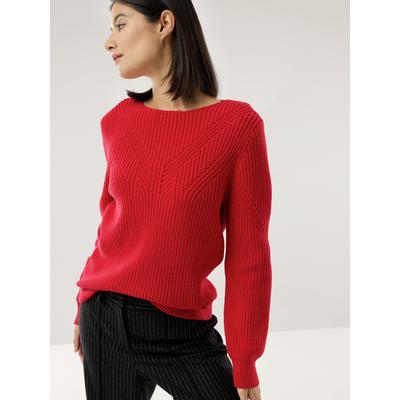 Walbusch Damen Baumwoll-Pullover Patentstrick Rot noch offen: Muster Image