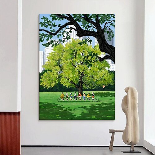 handgefertigtes Ölgemälde auf Leinwand, Wanddekoration, impressionistische grüne Landschaft, Heilkunst für die Inneneinrichtung, gespannter Rahmen, hängendes Gemälde/gerolltes rahmenloses, Image