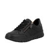 Plateausneaker RIEKER, Damen, Gr. 36, schwarz, Glattleder, unifarben, sportlich, Schuhe, Freizeitschuh, Schnürschuh, Halbschuh in Bequemweite G (= weit)