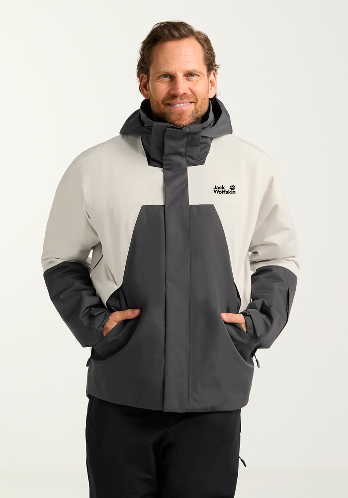Skijacke JACK WOLFSKIN "FLOWLINE 2L INS JKT M", Herren, Gr. L (52), beige (palesand), Oberstoff: 100% POLYESTER; Kontrastmaterial 1: 100% POLYESTER; Füllung 1: 100% POLYESTER; Futter 1: 100% POLYESTER, Jacken Skijacke
