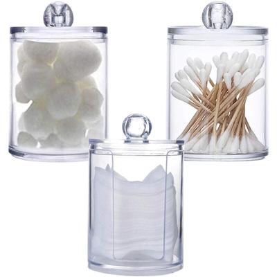 3er-Pack transparente Wattestäbchen- und Make-up-Tupferhalterbox aus Acryl mit Deckel, Image