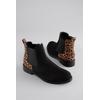 Chelseaboots ANISTON SHOES, Damen, Gr. 42, schwarz (schwarz leo), Textil, animal-print, Veloursleder, modisch, Schuhe, Stiefelette, Blockabsatz, mit breitem Stretch - NEUE KOLLEKTION