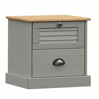 Vidaxl - Nachttisch vigo Grau 42x35x42 cm Massivholz Kiefer Image