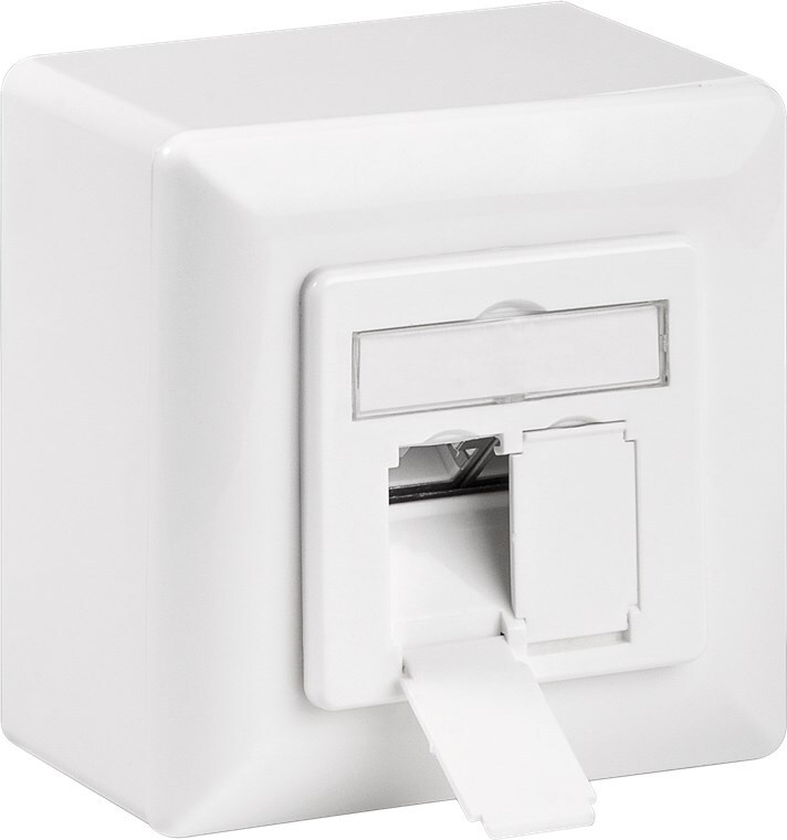 Goobay 68572 CAT 6a Universaldose inkl. Aufputzmontage-Rahmen, Weiß - Weiß 2x RJ45 Netzwerkdose, geschirmt Image