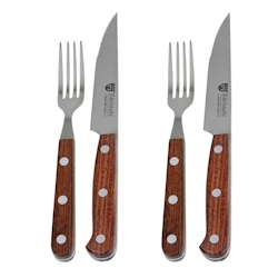 GRÄWE Steakbesteck 4-tlg. Messer und Gabel mit Palisander-Holzgriff