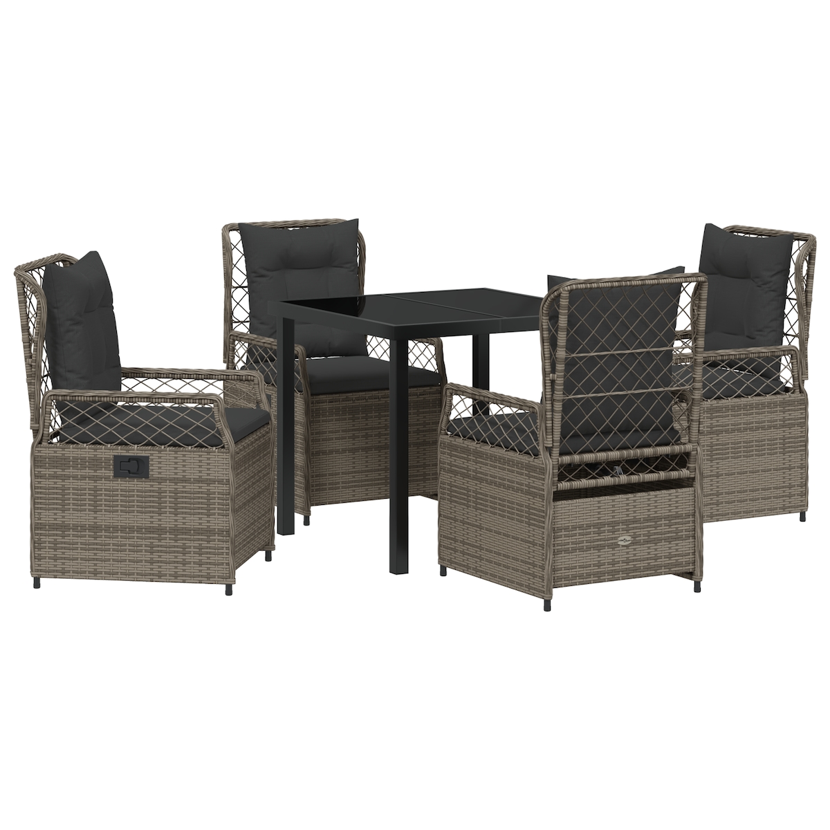 vidaXL 5-teiliges Garten-Esszimmer Set in Grau aus Poly Rattan Image