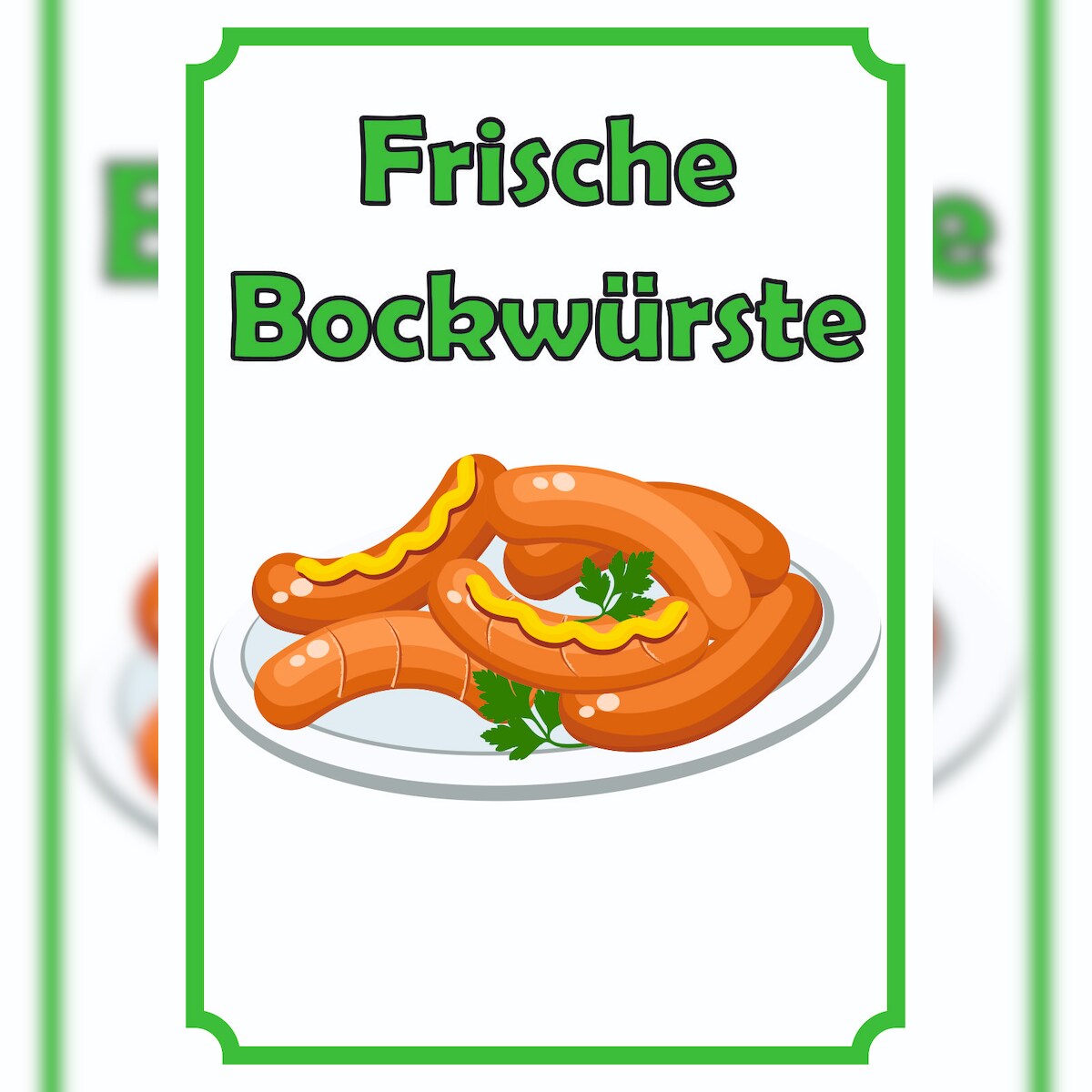 HB-Druck Frische Bockwürste Verkaufsschild Schild hochkant A0 Rückseite selbstklebend Image
