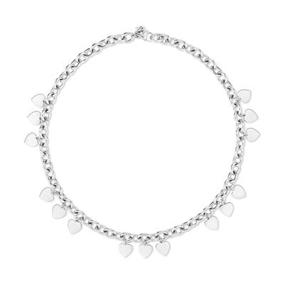 Kette mit Anhänger ECHTZEIT "Schmuck Geschenk Edelstahl Halskette Endless Love Herzen", silber (silberfarben), Halsketten, Damen, Edelstahl, L: 45cm B: 2mm, B:2mm Image