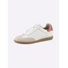 Sneaker HEINE, Damen, Gr. 39, weiß (weiß, rot, metallic), Leder, Rindsleder, Glattleder, Veloursleder, modisch, Schuhe Retrosneaker