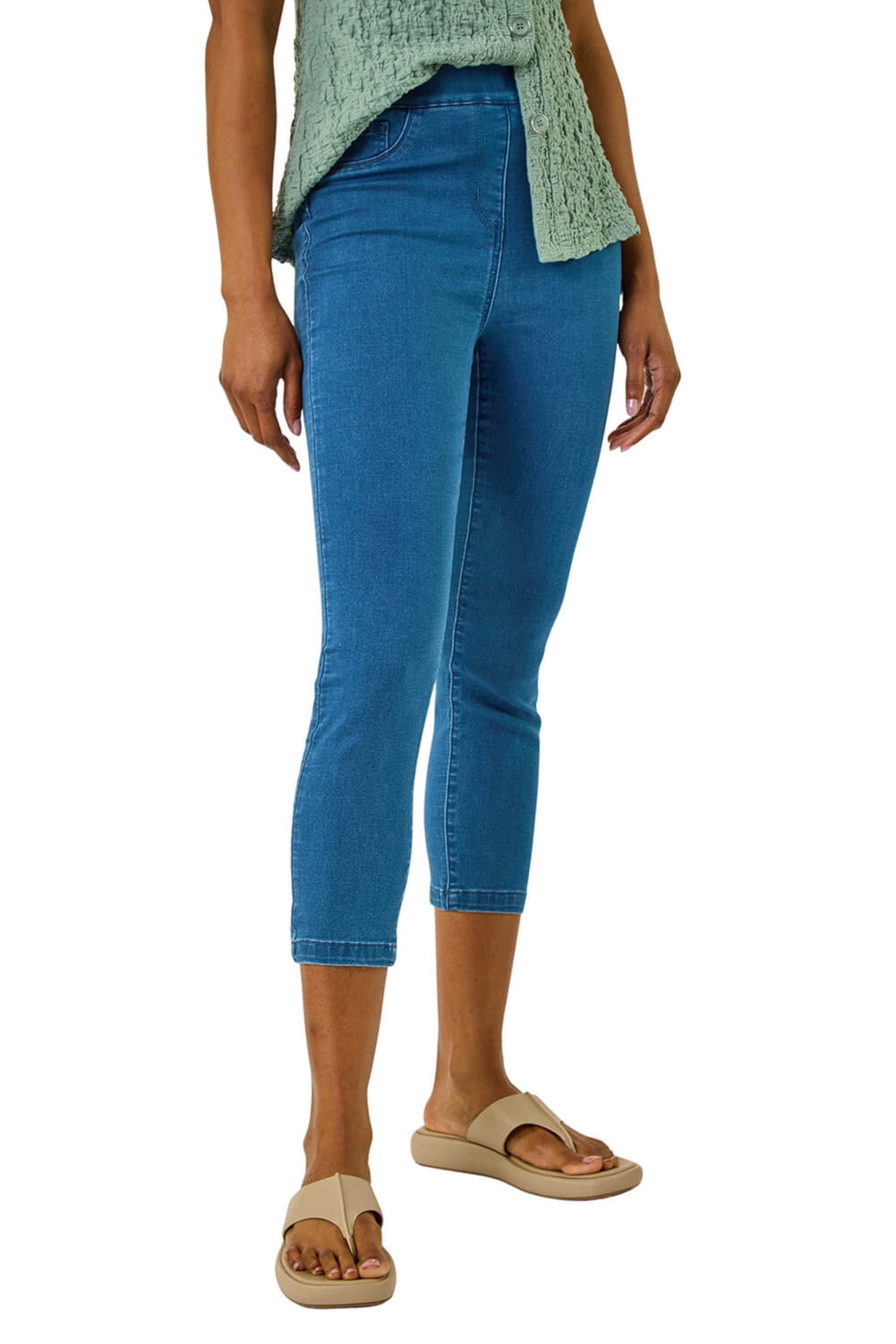 Roman Womens Shape Enhance Stretch Crop Jeggings - Blue - Size 12 UK | Roman Sale | Discount Designer Brands