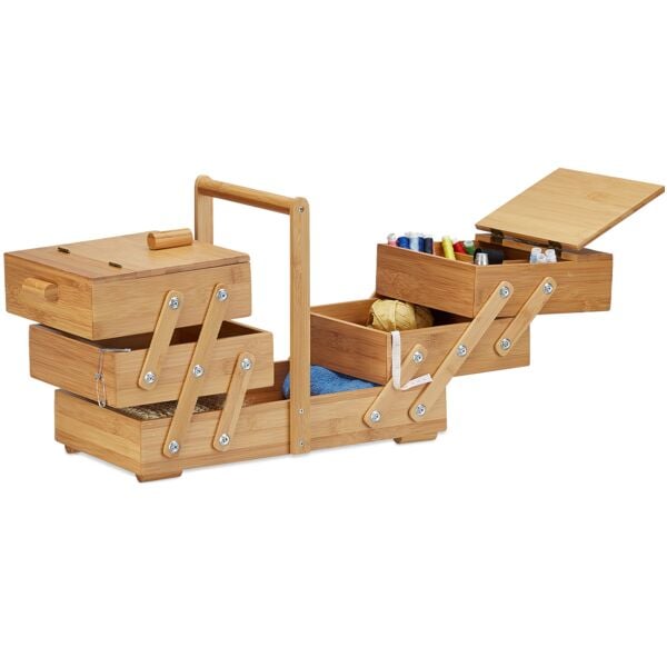 relaxdays Nähkästchen »Bambus XXL« braun Image