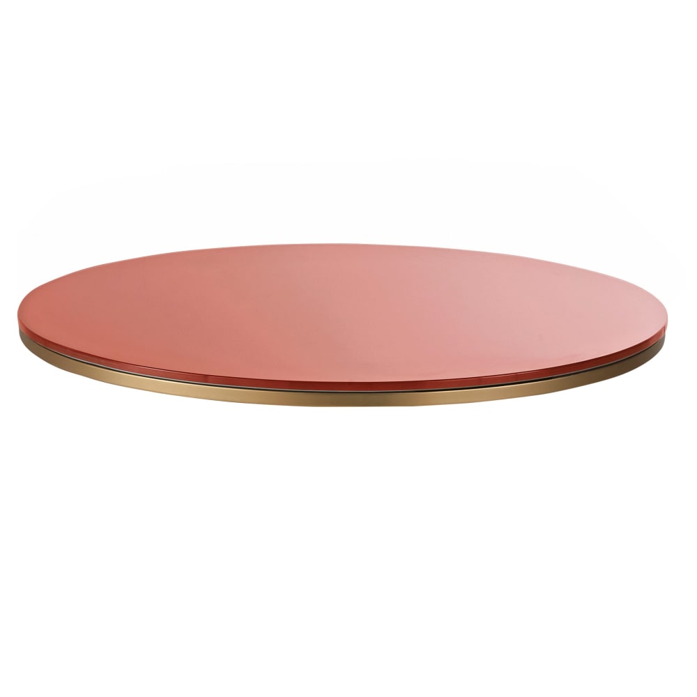 Plateau de table professionnel rond en verre trempé terracotta 2 personnes D70