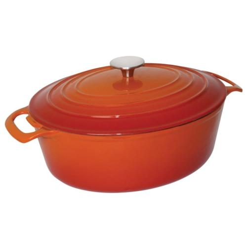 Grande cocotte en fonte ovale orange vogue 6 l