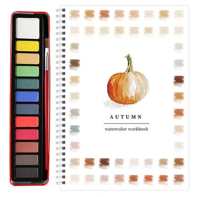 Watercolor Workbook for Beginners, 12 Colors Watercolor Paints Set with Paints Brush, Beginner-Friendly Art Crafting Supplies, Portable Watercolour Book for Adults, Kids, and Teens