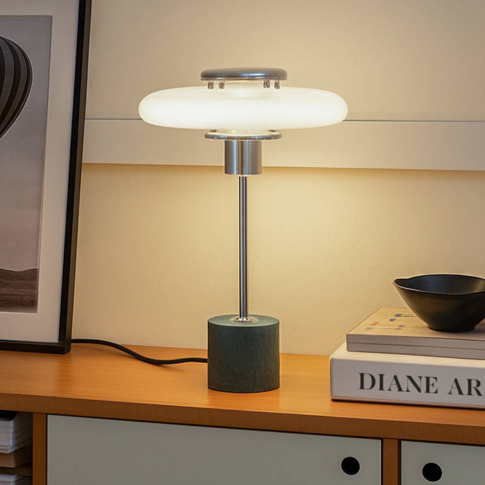 Tischlampe Branford Lindby, grün, für Wohn- / Esszimmer, Glas, Vintage, Tischlampe