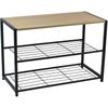Erme Schuhbank im Industriestil mit 2 Ablagen, Schwarz/Braun, 63x30x43cm O91