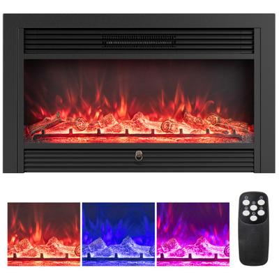 Costway 33/36-Inch Electric Fireplace Insert 750W/1500W Recessed Fireplace Heater-1500W
