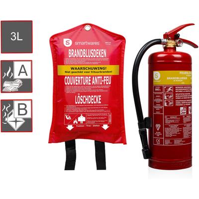 Smartwares - set: Schaumfeuerlöscher, Brandklassen a, b, Manometer, 3 Liter + Löschdecke Image