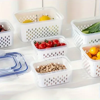 4pcs/set Storage Container, Multifunctional Leak Proof Food Storage Box food storage containers containers for kitchen