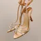 Women Summer Rhinestone Slingback Pumps Office Lady Transparent Heeled Sandals Elegant Pointed Toe Female Sexy High Heels