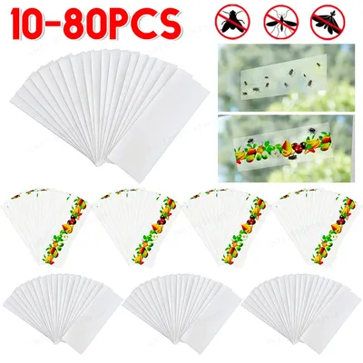 10-80PCS Strong Flies Traps Bugs Fly Glue Sticky Board Catching Insects Killer Pest Control Window Stickers For Garden Home Use