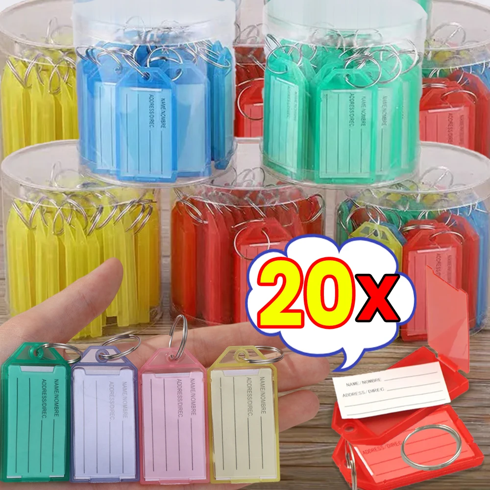 Porte-clés en plastique coloré, étiquette avec anneau fendu pour bricolage, nom numéroté, étiquette de bagage, identification, outils d'étiquette de nom, 5/10/20 pièces