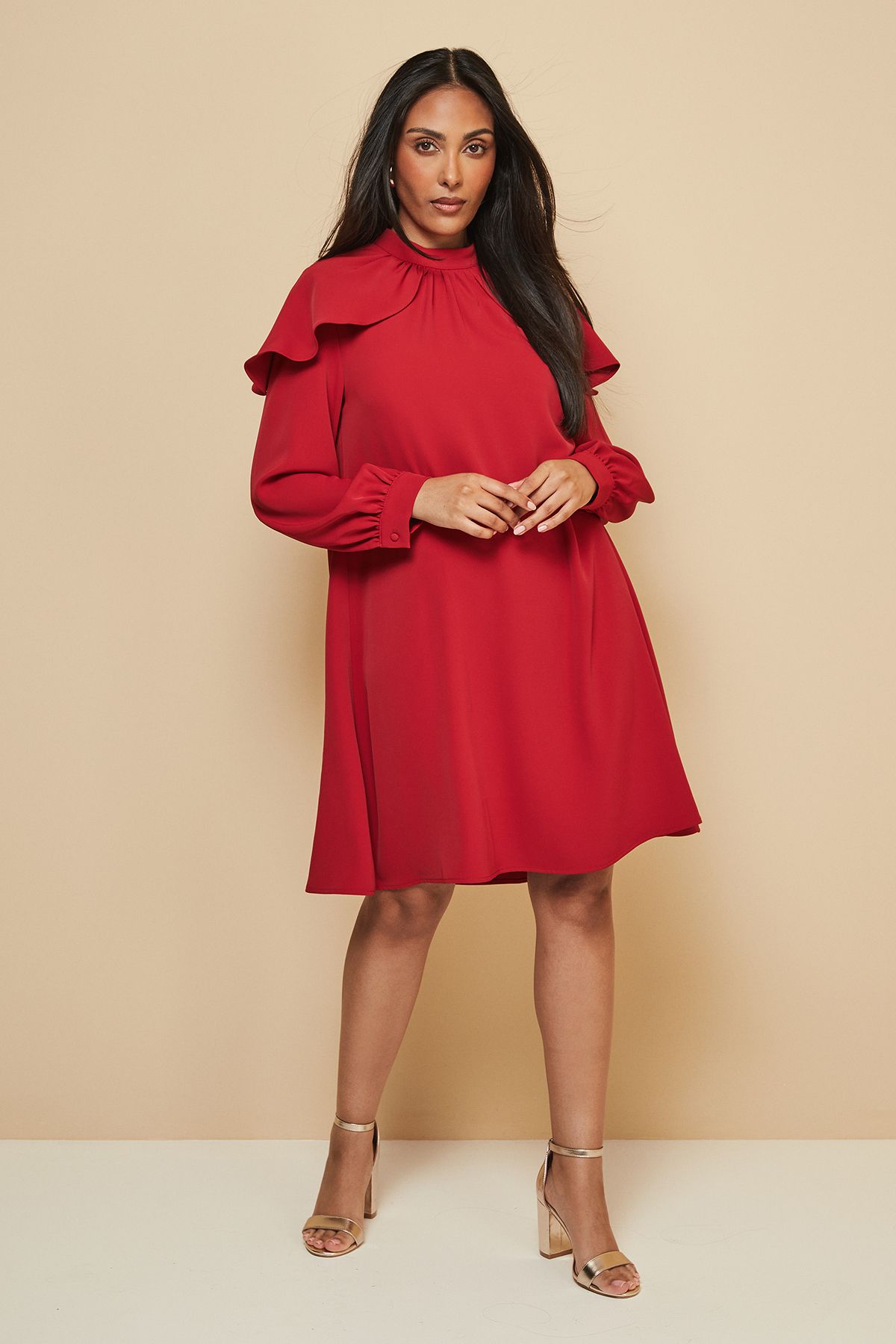 Wallis Womens Petite Frill Cape High Neck - Pink - Size 8 UK | Wallis Sale | Discount Designer Brands