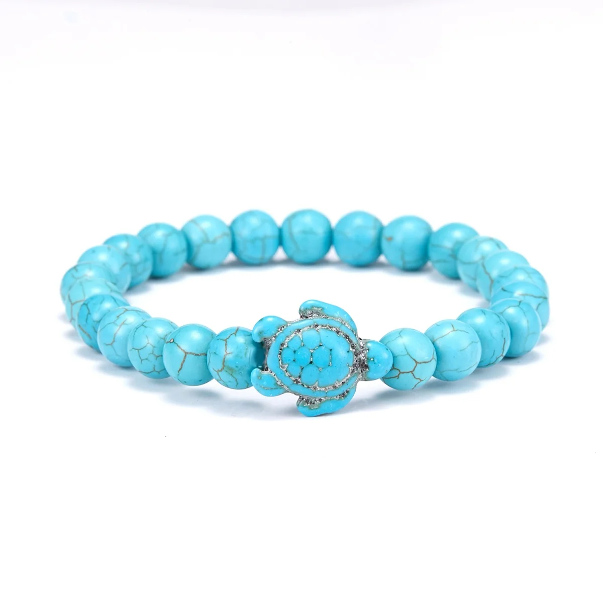 Kreative Blau Naturstein Meeresschildkröte Perlen Armband Für Frauen Männer Klassische Trendy Tier Schildkröte Elastische Armreif Partei Schmuck Image