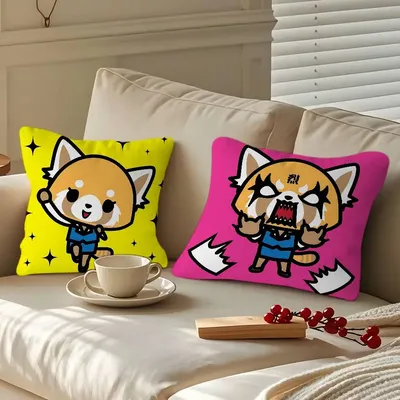 Cartoon Animation A-AggretsukoS Kissenbezug, abnehmbarer, waschbarer Kissenbezug – ganzjähriges weiches Leinen Image