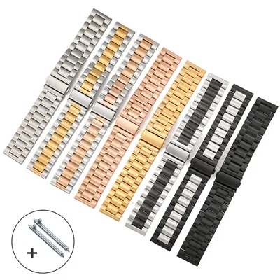18mm 20mm 22mm Armband für Samsung Galaxy Watch 42mm/46mm Drei Perlen Edelstahl Metall Uhrenarmbänder für Huawei GT Image