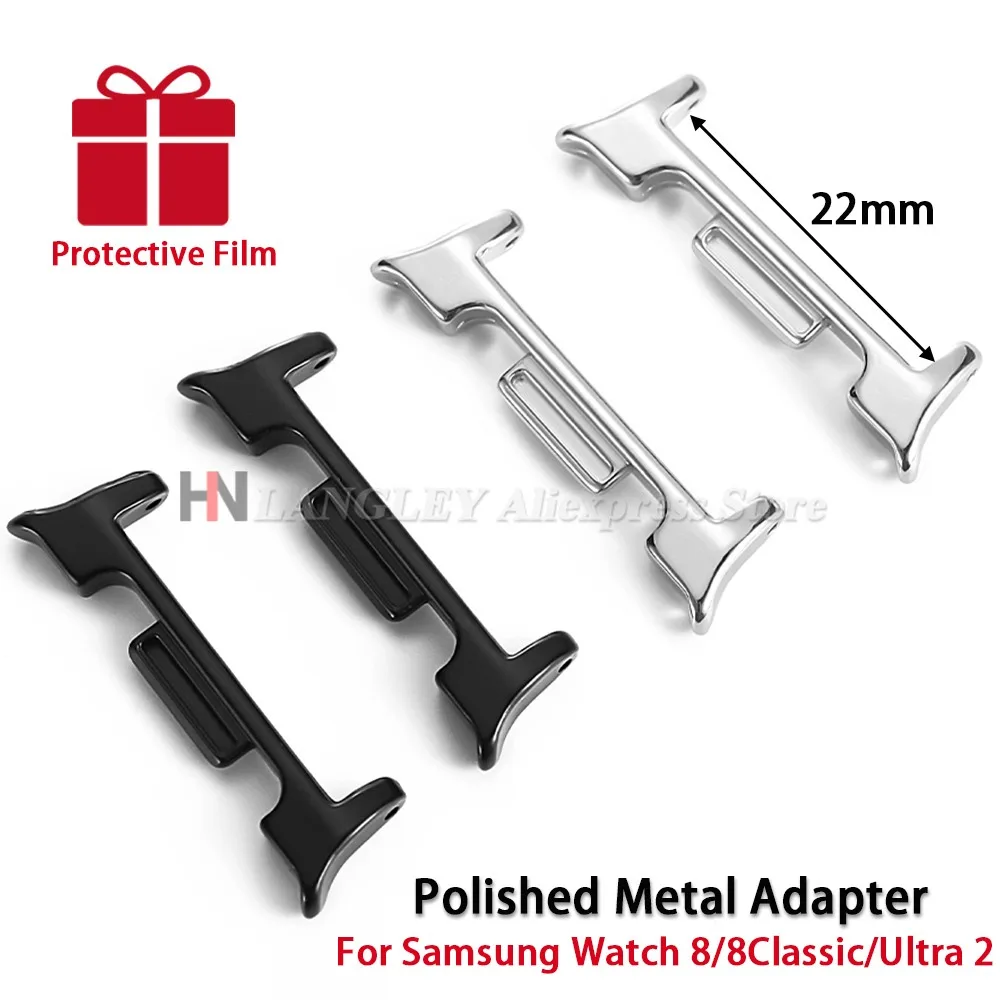 2 Stück Edelstahl-Uhrenverbinder für Samsung Galaxy Watch 8 Classic 46 mm Armband-Adapter, Watch 8 40/44 mm Ultra 2 22 mm Band Image