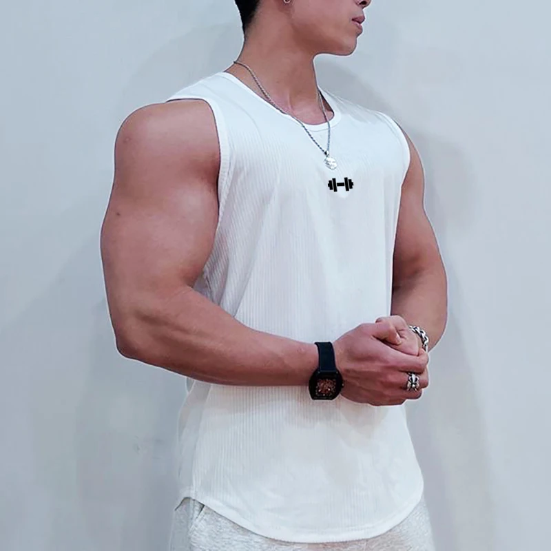 Sommer Laufwesten Herren Gym Tank Tops Fitness Kleidung Schnell trocknend Lose Bodybuilding Ärmellose Unterhemden Basketball Shirt Image